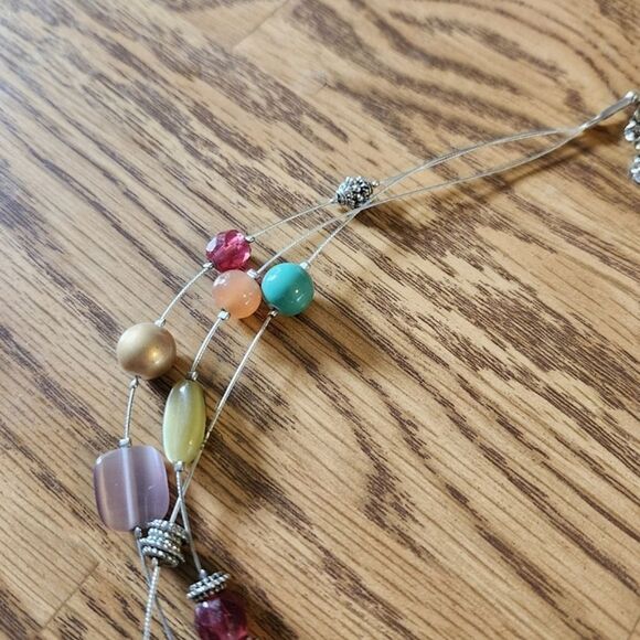 LIA SOPHIA Triple Strand Colorful Stone And Silver Necklace EVENT READY! - Picture 4 of 8